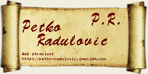 Petko Radulović vizit kartica